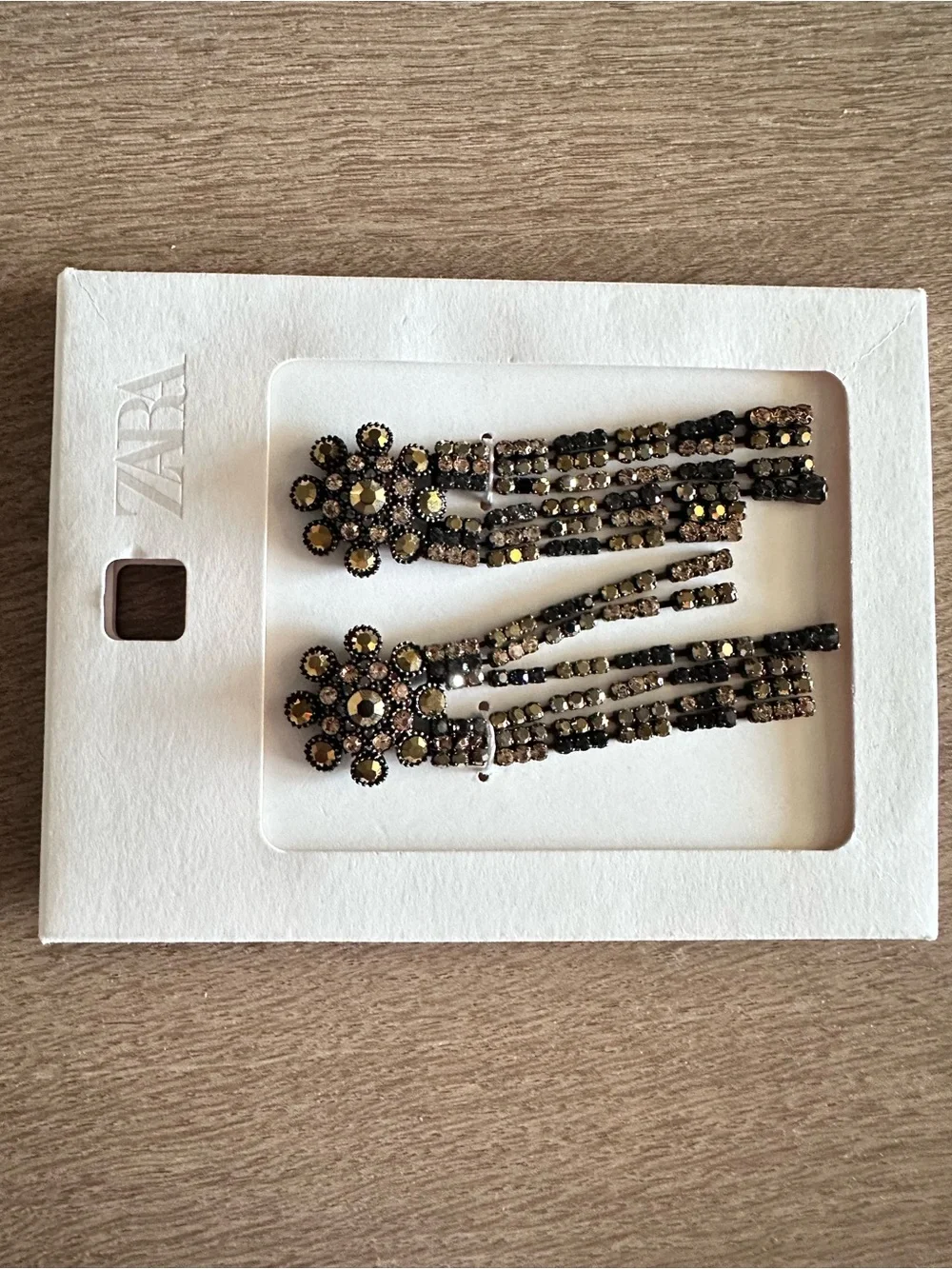 Zara Floral Crystal Drop Earrings